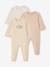 Set van 3 pyjama's baby van biologisch katoen beige+ecru+saliegroen - vertbaudet enfant 