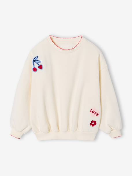 Sweater voor meisjes met smeltbare patch. ecru - vertbaudet enfant 