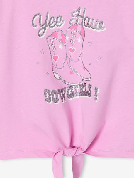 T-shirt voor meisjes met knoopdetail zachtpaars - vertbaudet enfant 