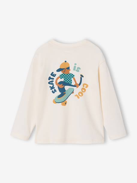 T-shirt met lange mouwen voor jongens ecru+leiblauw - vertbaudet enfant 