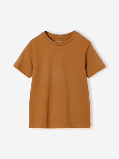 Set van 3 T-shirt met korte mouwen amandelgroen+karamel+marineblauw+pecannoot+petrolblauw+saliegroen - vertbaudet enfant 