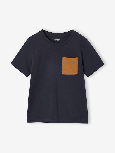 Set van 3 T-shirt met korte mouwen amandelgroen+karamel+marineblauw+pecannoot+petrolblauw+saliegroen - vertbaudet enfant 