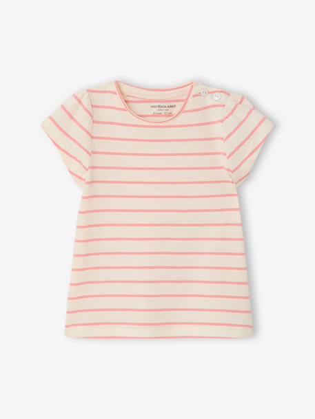 T-shirt babymeisje fantasie lichtblauw+rozen - vertbaudet enfant 