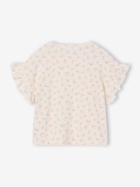 T-shirt voor meisjes van pointelle tricot ecru - vertbaudet enfant 