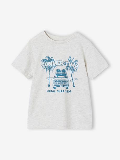 T-shirt voor jongens met print blauwgroen+gemêleerd wit+middenblauw+mintgroen+okergeel+olijf+terracotta - vertbaudet enfant 