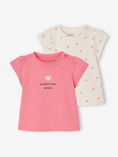 T-shirt babymeisje fantasie lichtblauw+rozen - vertbaudet enfant 