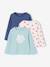 Set van 3 BASICS meisjesshirts met lange mouwen antraciet+ecru+grijsblauw+indigoblauw+koraal+rozen+zachtpaars - vertbaudet enfant 
