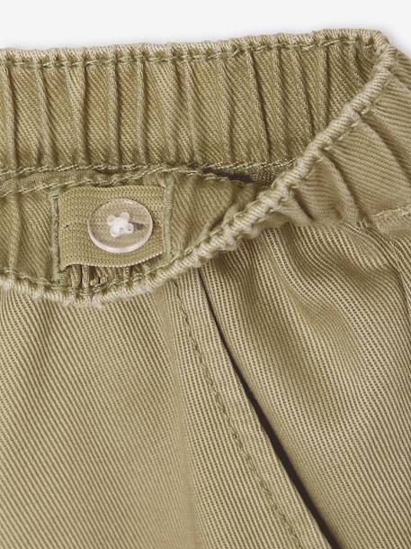 Wijde bermuda voor meisjes van lyocell kaki+lila - vertbaudet enfant 