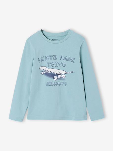 T-shirt voor jongens met print gemêleerd wit+grijsblauw+marineblauw - vertbaudet enfant 