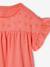 T-shirt meisjes met geborduurde details ecru+kaki+koraal - vertbaudet enfant 