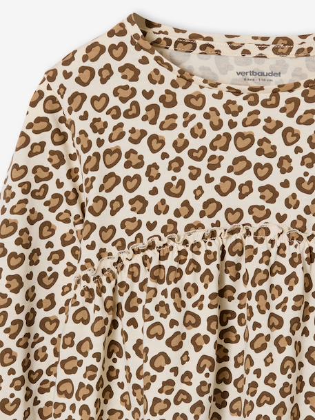 Shirtblouse met print voor meisjes beige+ecru+groengrijs - vertbaudet enfant 