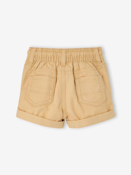 Gekeperde short met elastische tailleband babyjongen cappuccino+terracotta - vertbaudet enfant 