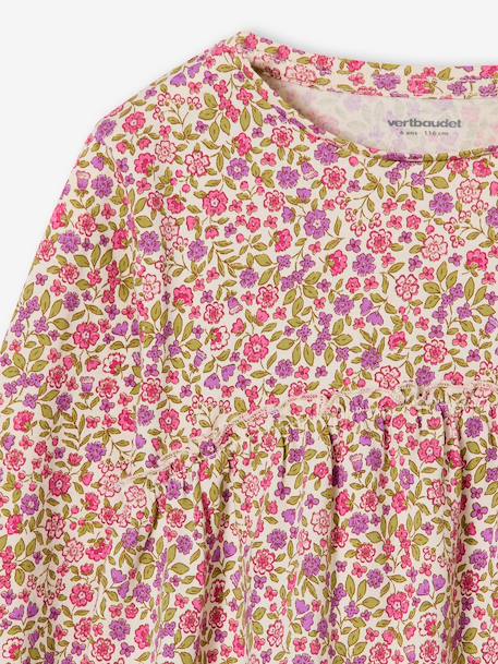 Shirtblouse met print voor meisjes beige+ecru+groengrijs - vertbaudet enfant 