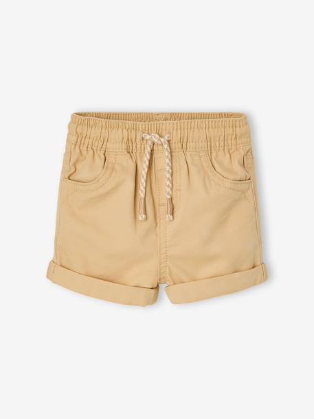 Gekeperde short met elastische tailleband babyjongen cappuccino+terracotta - vertbaudet enfant 