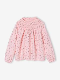 Meisje-Hemd, blouse, tuniek-Blouse voor meisjes met gesmokte mouwen