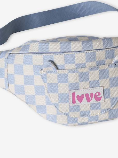 Fluwelen heuptas met kat voor meisjes bleekblauw+double stone+pruim+rouge+vanille - vertbaudet enfant 