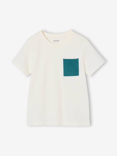 Set van 3 T-shirt met korte mouwen amandelgroen+karamel+marineblauw+pecannoot+petrolblauw+saliegroen - vertbaudet enfant 