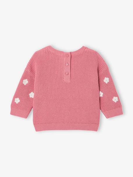 Geborduurde babytrui oudroze+vanille - vertbaudet enfant 