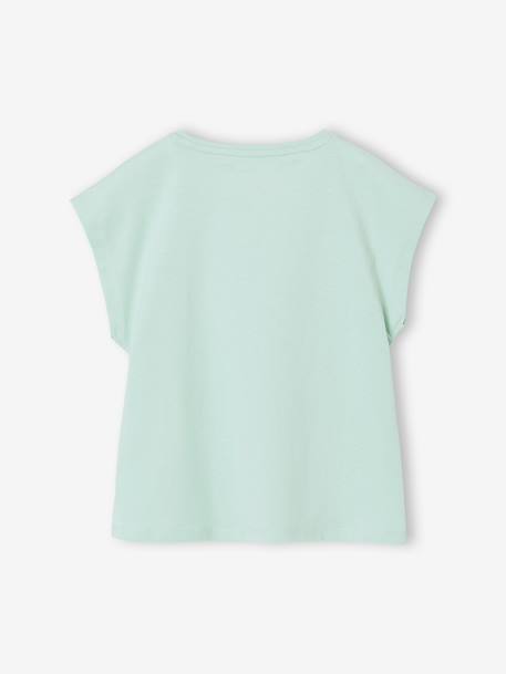 Effen Basics meisjesshirt met korte mouwen blauwgroen+ecru+marineblauw+snoepjesroze - vertbaudet enfant 