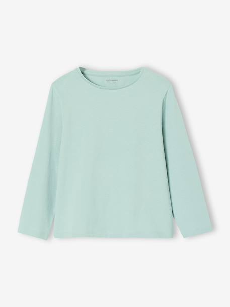 Set van 3 BASICS meisjesshirts met lange mouwen antraciet+ecru+grijsblauw+indigoblauw+koraal+rozen+zachtpaars - vertbaudet enfant 