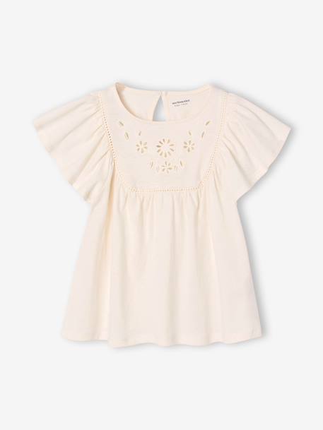 T-shirt blouse met korte mouwen f ecru - vertbaudet enfant 