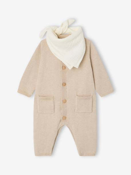 Combiset bandanaslabbetje jongen katoen gemêleerd beige - vertbaudet enfant 
