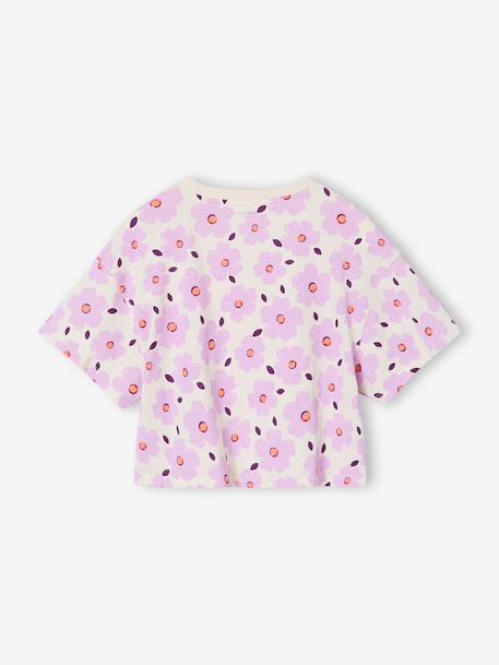 Cropped meisjesshirt met korte mouwen beige+ecru+roze (poederkleur) - vertbaudet enfant 