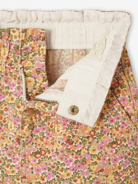 Wijde 'paperbag' meisjesbroek met luipaardprint beige+meerkleurig+vanille - vertbaudet enfant 