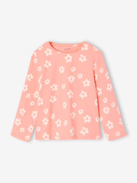 Set van 3 BASICS meisjesshirts met lange mouwen antraciet+ecru+grijsblauw+indigoblauw+koraal+rozen+zachtpaars - vertbaudet enfant 