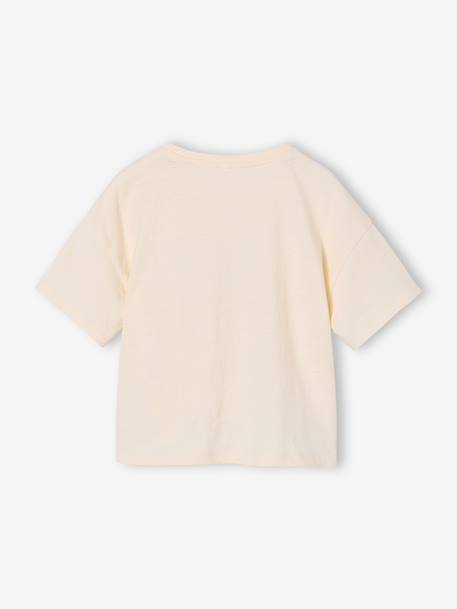 T-shirt met korte mouwen voor meisjes Ha ecru+kaki - vertbaudet enfant 