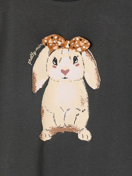 Meisjes-T-shirt met iriserend motief en korte mouwen met ruches antraciet+lichtgeel+lichtroze+marineblauw - vertbaudet enfant 