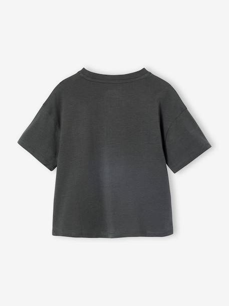 Bedrukt meisjesshirt met korte mouwen antraciet+beige+lichtgeel+zandbeige - vertbaudet enfant 