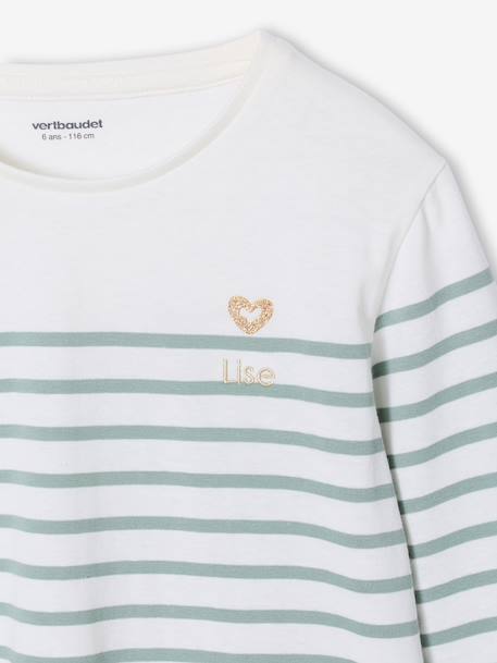 T-shirt met lange mouwen voor meisjes blauw, gestreept+pruim+saliegroen - vertbaudet enfant 