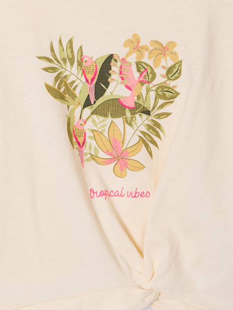 T-shirt met korte mouwen voor meisjes Ha ecru+kaki - vertbaudet enfant 