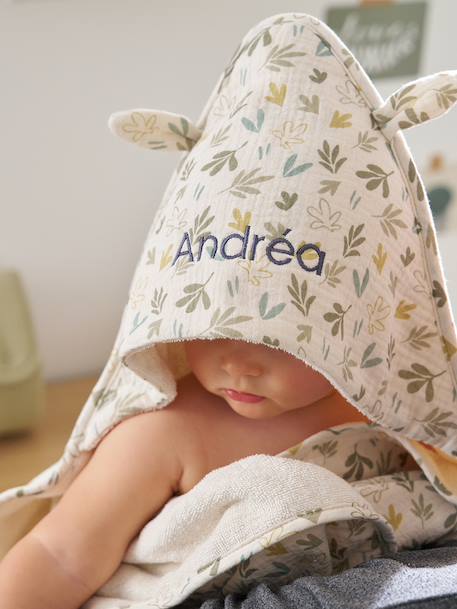 Badcape van katoengaas om te personaliseren + washandje BAYOU meerkleurig - vertbaudet enfant 