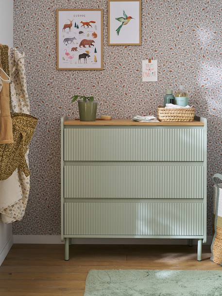 Houten commode met gegroefde laden groen - vertbaudet enfant 