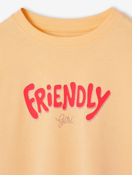 Bedrukt meisjesshirt met korte mouwen antraciet+beige+lichtgeel+zandbeige - vertbaudet enfant 