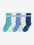 Set van 5 paar gestreepte geribbelde sokken voor jongens blauw+grijsblauw+hemelsblauw+marineblauw - vertbaudet enfant 