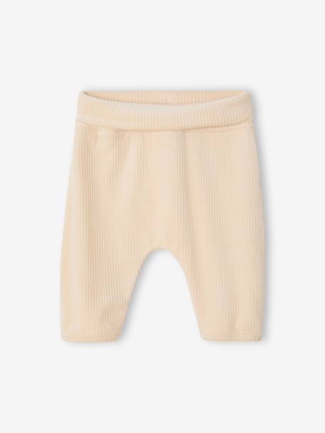 Babypakje vestje en broek fluweel / velours vanille - vertbaudet enfant 