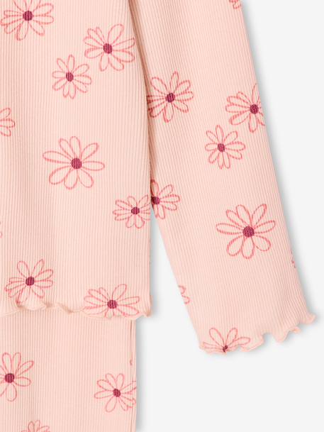 Bloemen pyjama voor meisjes lichtroze - vertbaudet enfant 