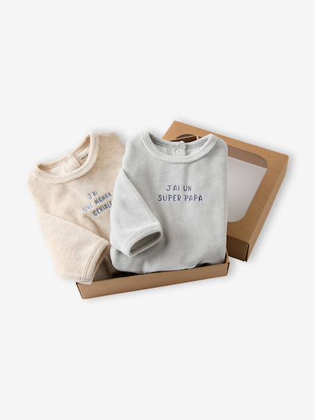 Set van 2 pyjama's voor babyjongens in fluweel / velours ijsblauw - vertbaudet enfant 