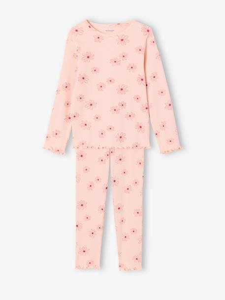 Bloemen pyjama voor meisjes lichtroze - vertbaudet enfant 