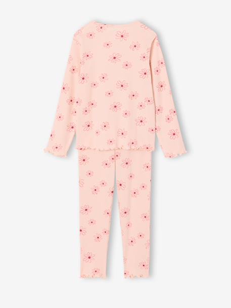 Bloemen pyjama voor meisjes lichtroze - vertbaudet enfant 
