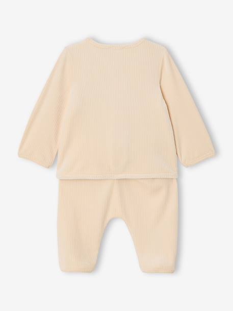Babypakje vestje en broek fluweel / velours vanille - vertbaudet enfant 