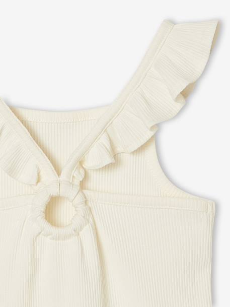 Hemdje voor meisjes met ruches. ecru+saliegroen - vertbaudet enfant 