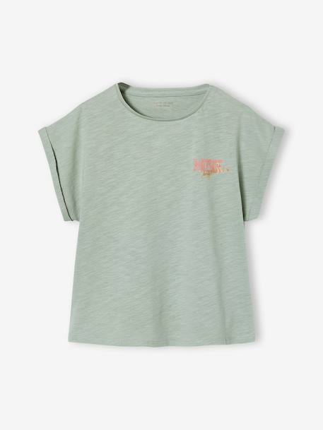 T-shirt meisjes sportkleding ecru+saliegroen - vertbaudet enfant 