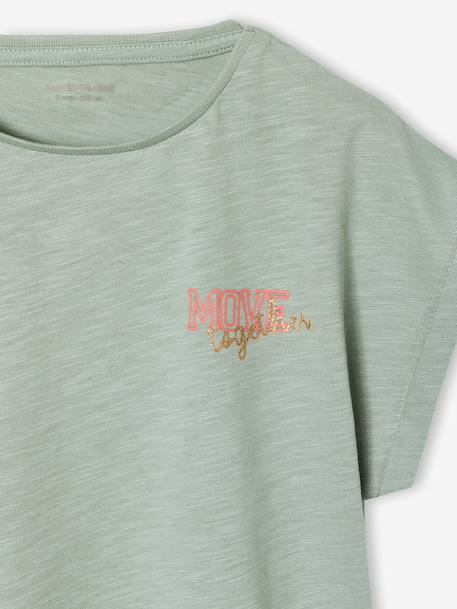 T-shirt meisjes sportkleding ecru+saliegroen - vertbaudet enfant 