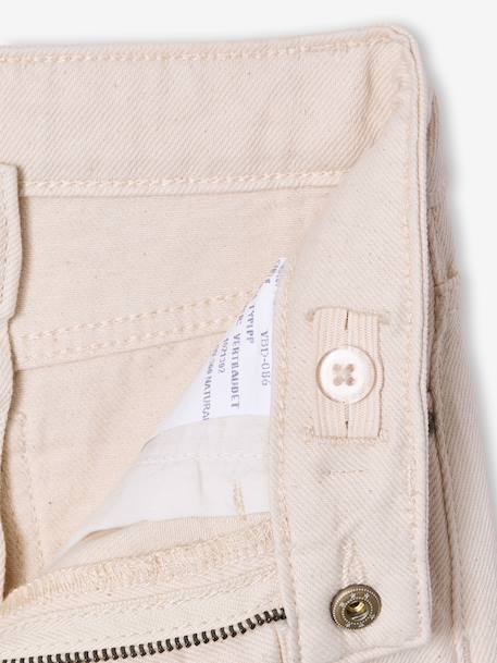 Wijde broek met ruches voor meisjes ecru+lila - vertbaudet enfant 