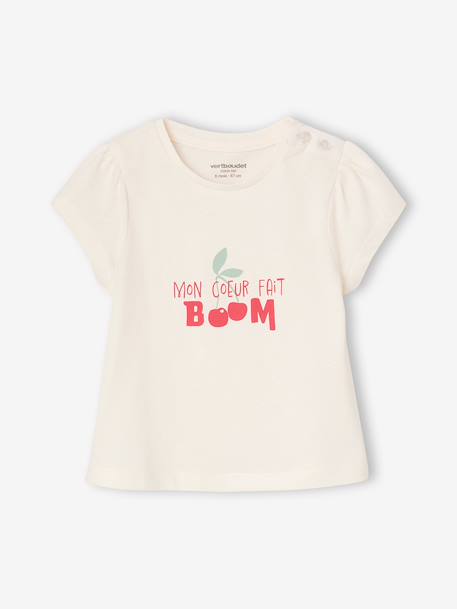 Set van 3 Basics T-shirts met lange mouwen ecru+rood, gestreept - vertbaudet enfant 