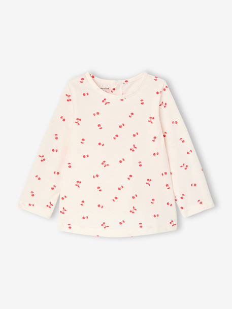 Set van 3 Basics T-shirts met lange mouwen ecru+rood, gestreept - vertbaudet enfant 